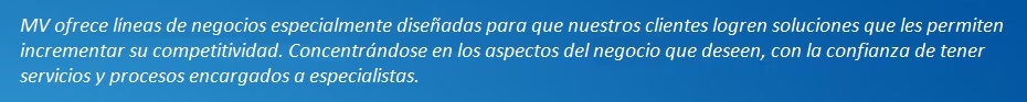 MV ofrece líneas de negocio para incrementar la productividad.